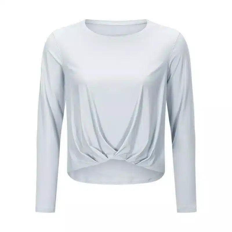 Women's Draped Long Sleeve Blouse for Work-Grey-5