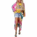 LOVEMI - Lovemi - Printed Contrast Color Long-Sleeved Cardigan Loose