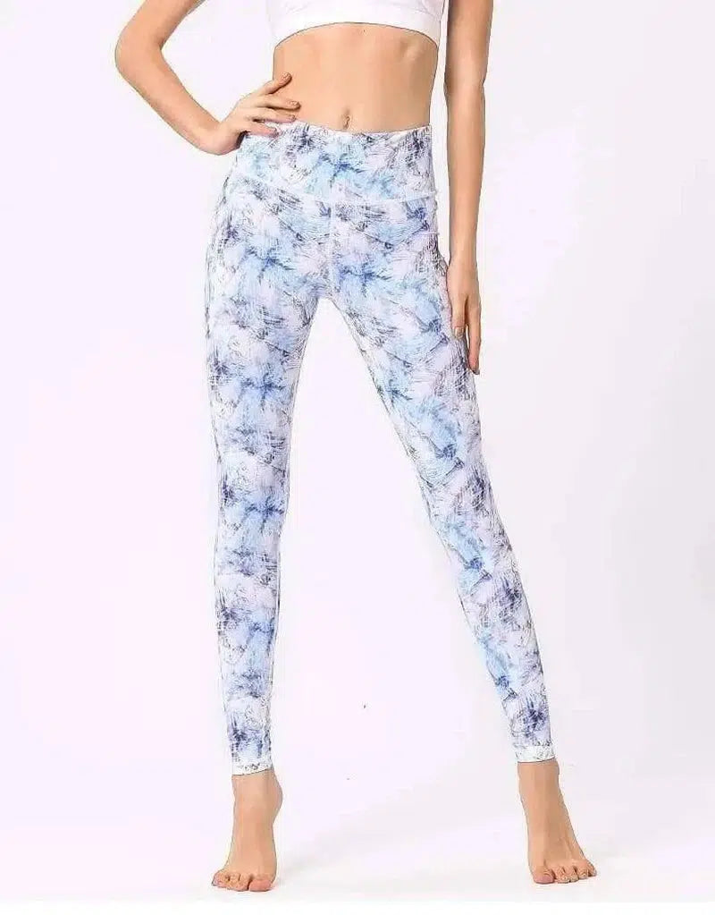 printed yoga leggings-Blue-5