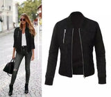 Women's Zippered Slim-Fit Fashion Jacket-Black-2