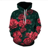 LOVEMI - Lovemi - Rose digital printing hooded sweater European and