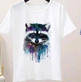 Graphic Fox Print Cotton T-Shirt for Casual Wear-Photo Color-2