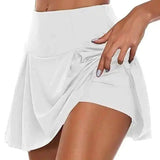 Skirted Biker-Shorts Scrunch Cycling Butt Marathon Running-White-5