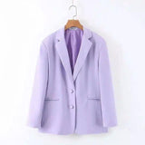 Womens Tailored Fit Blazer Jacket-Purple-1