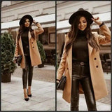 LOVEMI - Lovemi - Solid Color Lapel Mid-length Button Woolen Coat