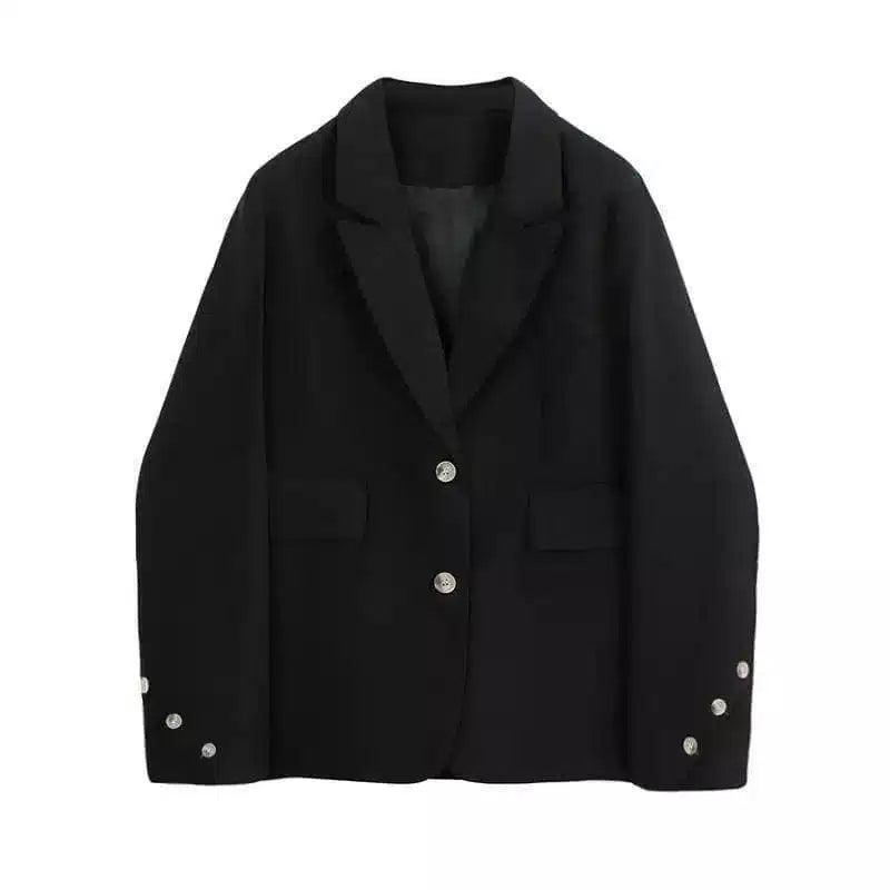 Classic Men's Blazer with Front Pockets-Black-3