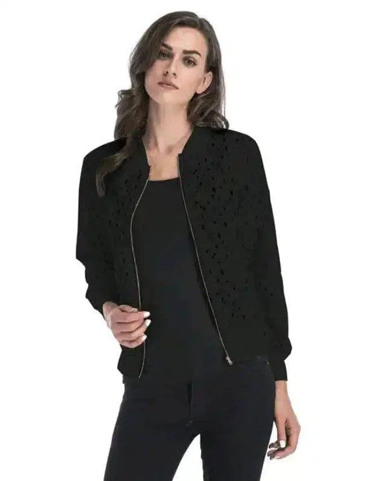 Women's Lightweight Perforated Jacket-Black-2