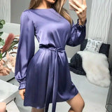 LOVEMI - Lovemi - Spring Small Lantern Sleeve Dress Pure Color