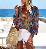 Floral Print Women's Beach Blouse-Color-1