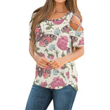 Cold Shoulder Floral Women's Casual Top-Photo Color-9