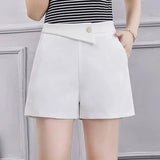 Summer Wide Thigh Shorts-White-13