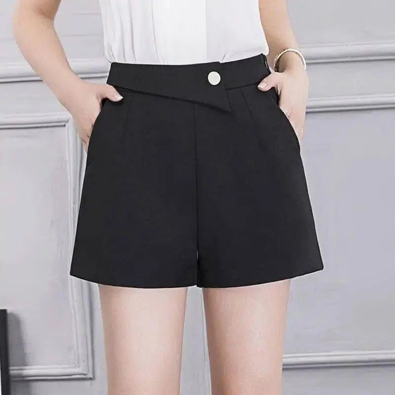 Summer Wide Thigh Shorts-Black-16