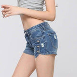 The Summer Hot Korean Patchwork Denim Shorts Pocket Jeans-Darkblue-18