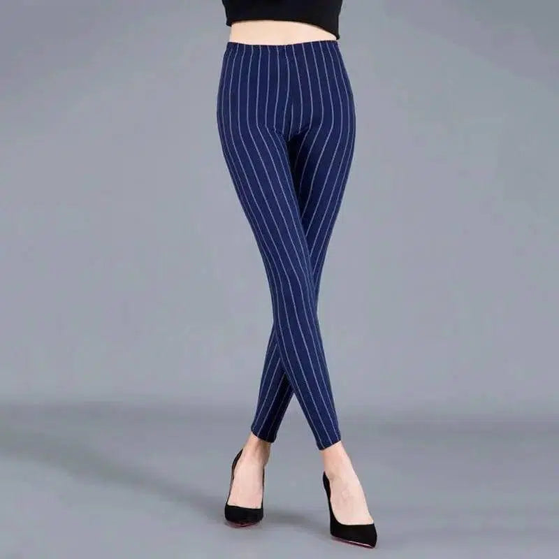 Thin cropped cotton leggings-Navy Blue-9