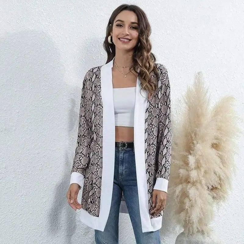 Tie-dye Christmas Leopard Print Knitted Cardigan Jacket-Snake print-16