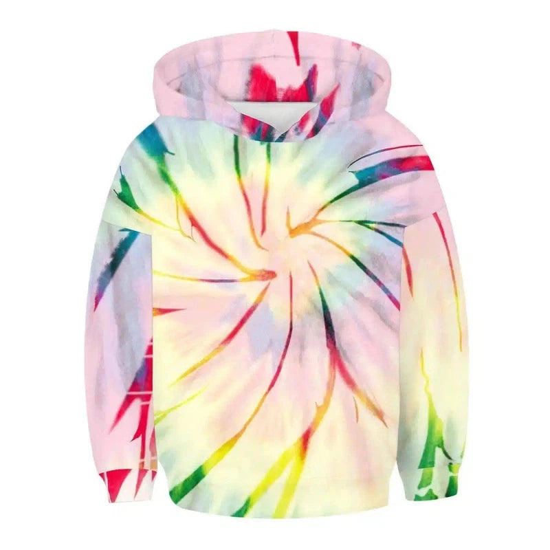 Tie-Dye Pullover Hoodie with Kangaroo Pocket-TWQH004-1