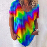 LOVEMI - Lovemi - Tie-dye Gradient Loose Plus Size Ladies Rainbow