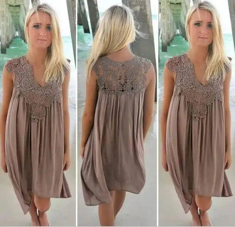 Upgrade Your Look with Our Chiffon Sleeve Dress -Brown-11