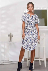 V-Neck Printed Dress-L-63