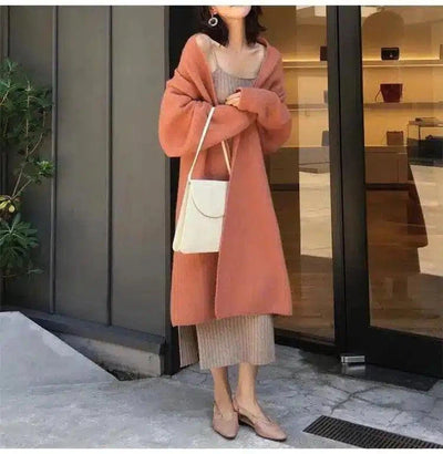 Warm Long Coat & Knit Dress Women's Fashion Combo-1