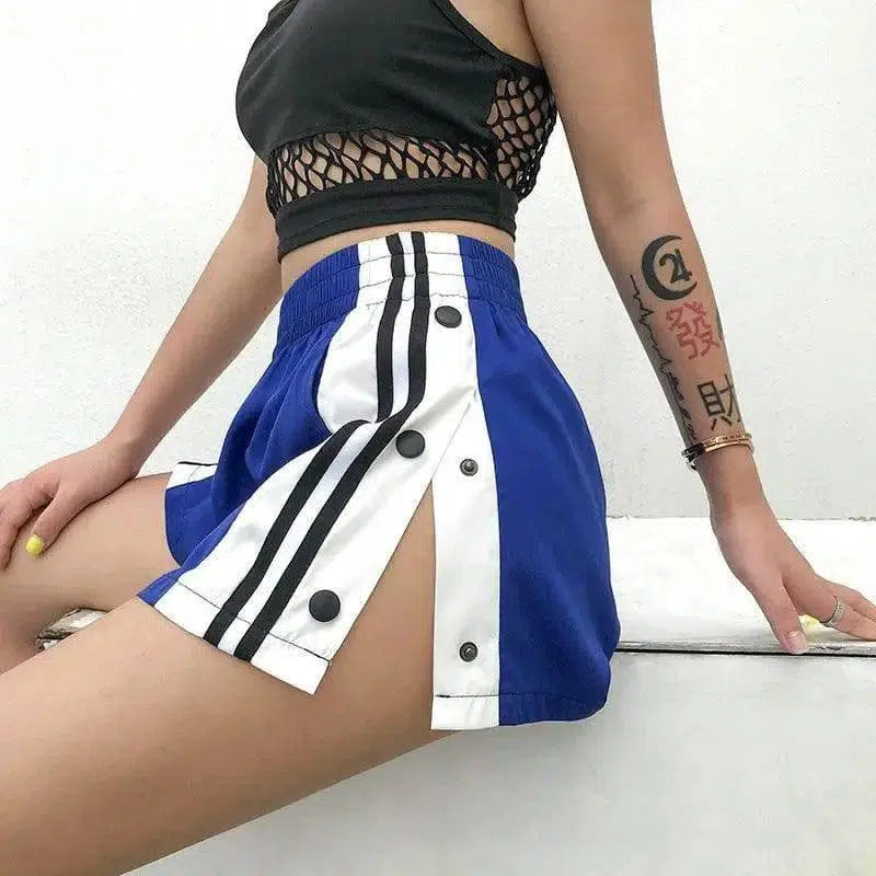 Wide leg shorts female summer new foreign trade hot thin-blue-7