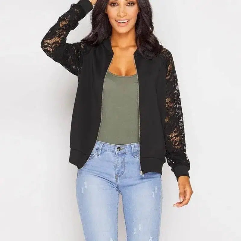 LOVEMI - Lovemi - Women Bomber Jacket With Lace