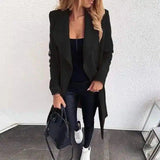 Womens Casual Longline Blazer for Workwear-Black-4