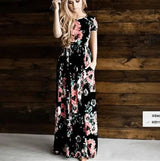 Women's Flower Printing Maxi Dress-Black-22