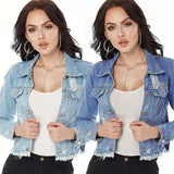 Women's frayed denim jacket-1