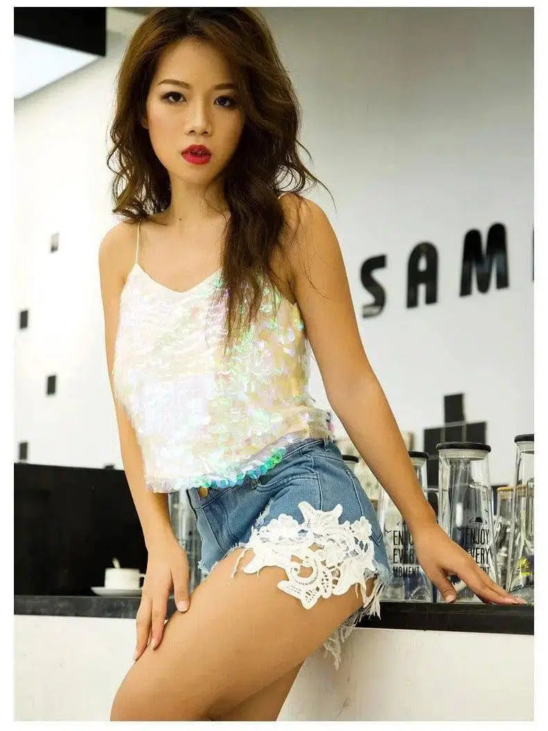 Women's jeans denim shorts hot pants-14