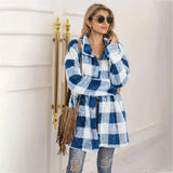 LOVEMI - Lovemi - Women's Long-sleeved Plaid Print Mid-length Shirt