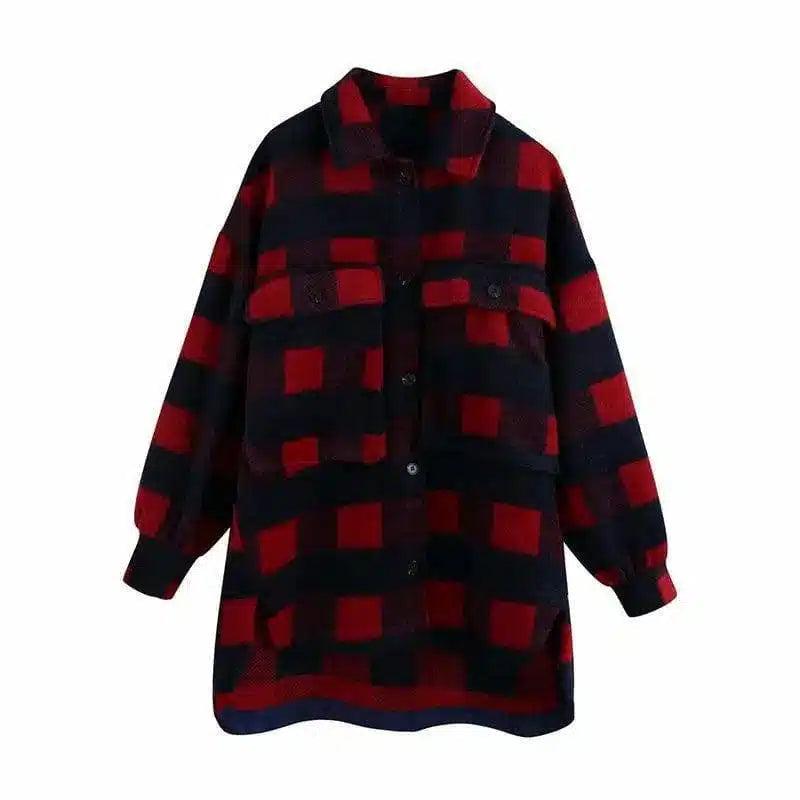 LOVEMI - Lovemi - Women's long-sleeved woolen plaid jacket