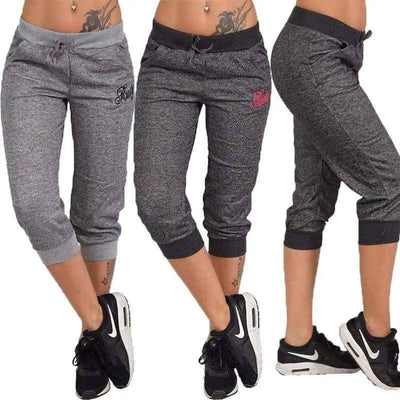 Women's Loose Casual Sports Pants Solid Color Thin Cropped-1