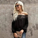 Lace Trim Off-Shoulder Women's Blouse-1