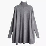 Women's Turtleneck Sweater Long Sleeve-8092 grey-1