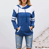 Women's Hooded Casual Pullover Sweatshirt-Blue-2