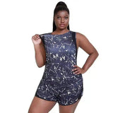 Women's Plus Size Sleeveless Romper-Picture color-1