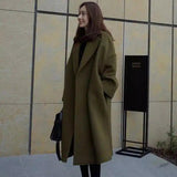 Women's wool woolen coat-Military Green-1