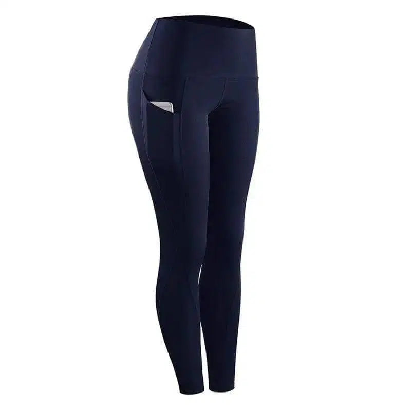 Women's Yoga Pants Running Pants Tights Tummy Control-Navy-3