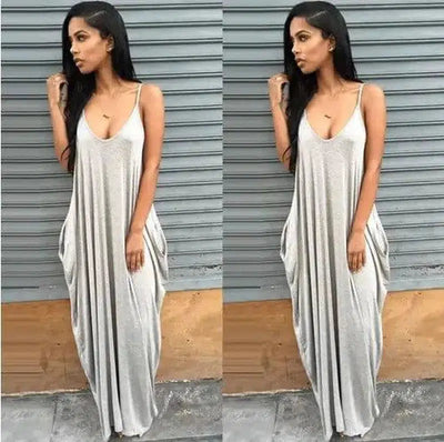 Women Summer Dress 2019 Casual Long Dresses Plus Size-Silver-14