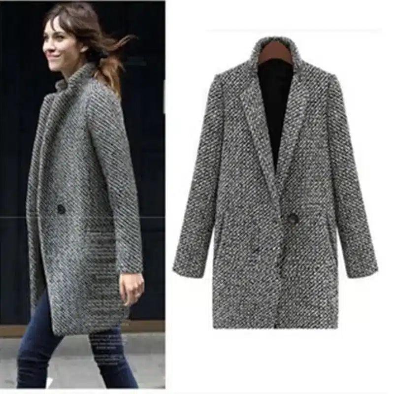 Wool Blend Mid-Length Women's Coat-1