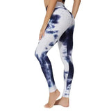 Trendy Tie Dye Leggings for Yoga-White with blue-2