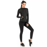 Women's High Neck Long Sleeve Athletic Top-Black-4