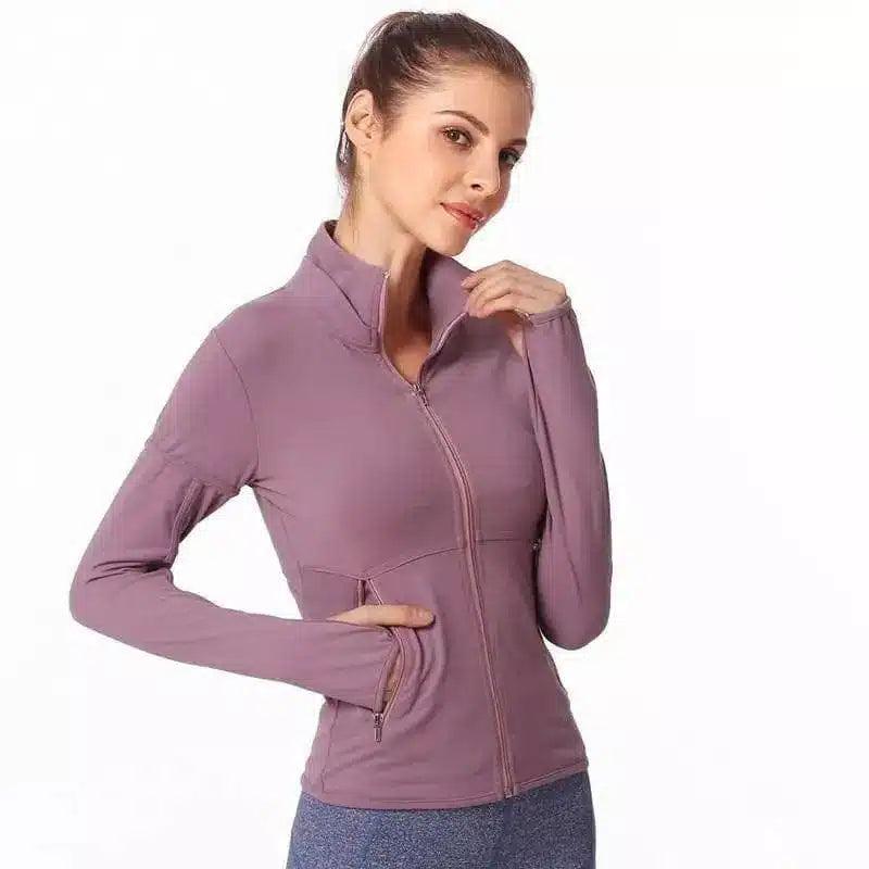 Women's Zip-Up Athletic Jacket with Pockets-1