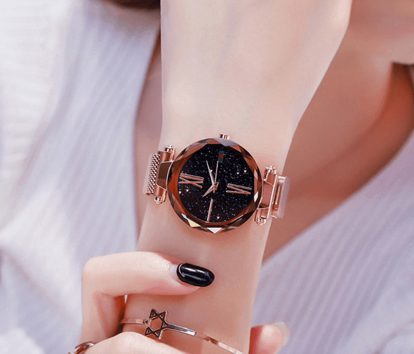 Luxury Women Watches Mesh Ladies Clock Magnet Buckle Starry-6