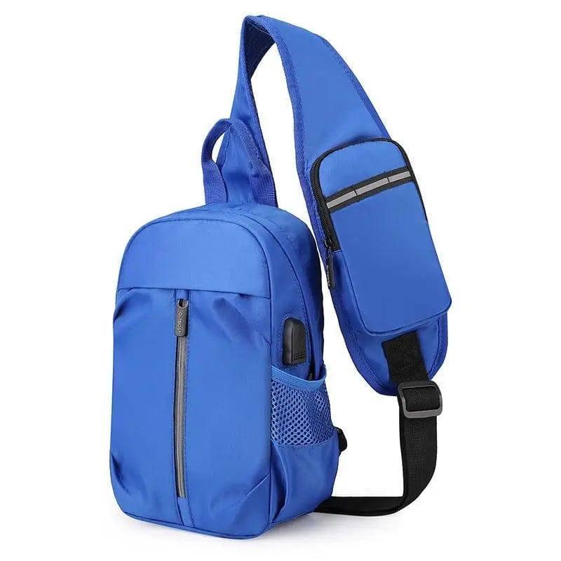 Men Chest Bag With Phone Wallet Design Crossbody Shouder-Blue-2