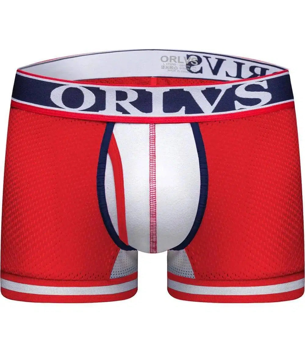 Men's Boxer Shorts Low-Waist Elastic Hip-Lift Boxer Briefs-1Red-8