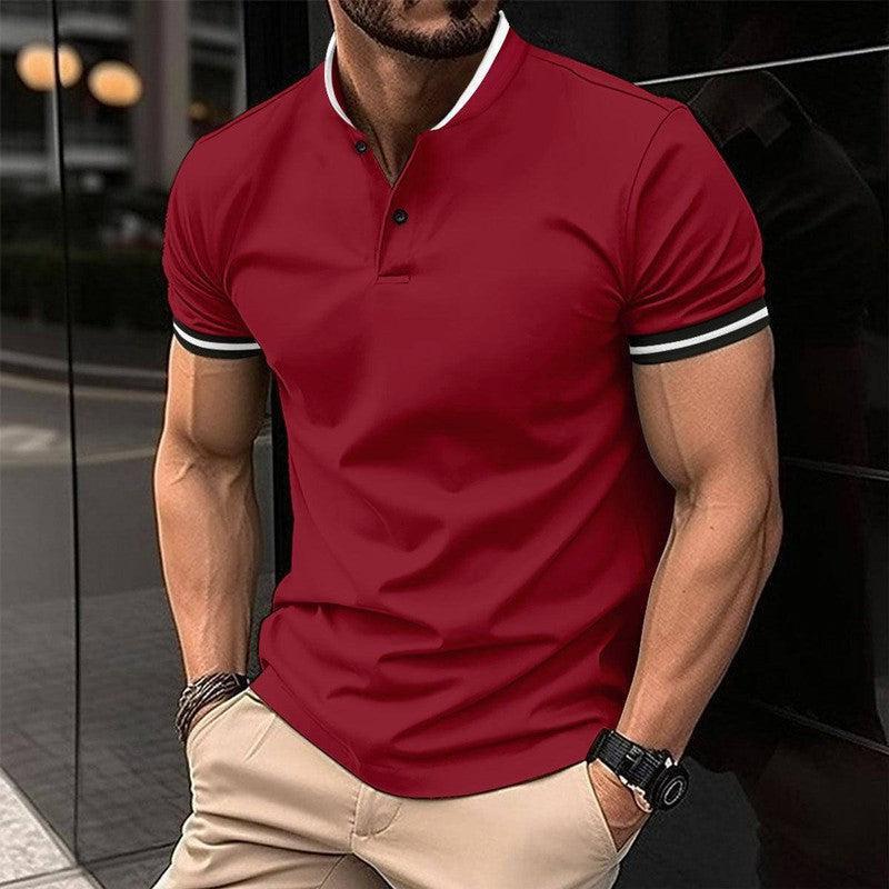 Men's Sports Button Pocket Short Sleeved White / 3XL-Red-7