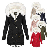 Mid-length hooded winter warm plus fleece coat-1