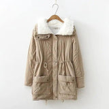 Mid-length Slim-fit Peach Skin Coat-Khaki-8